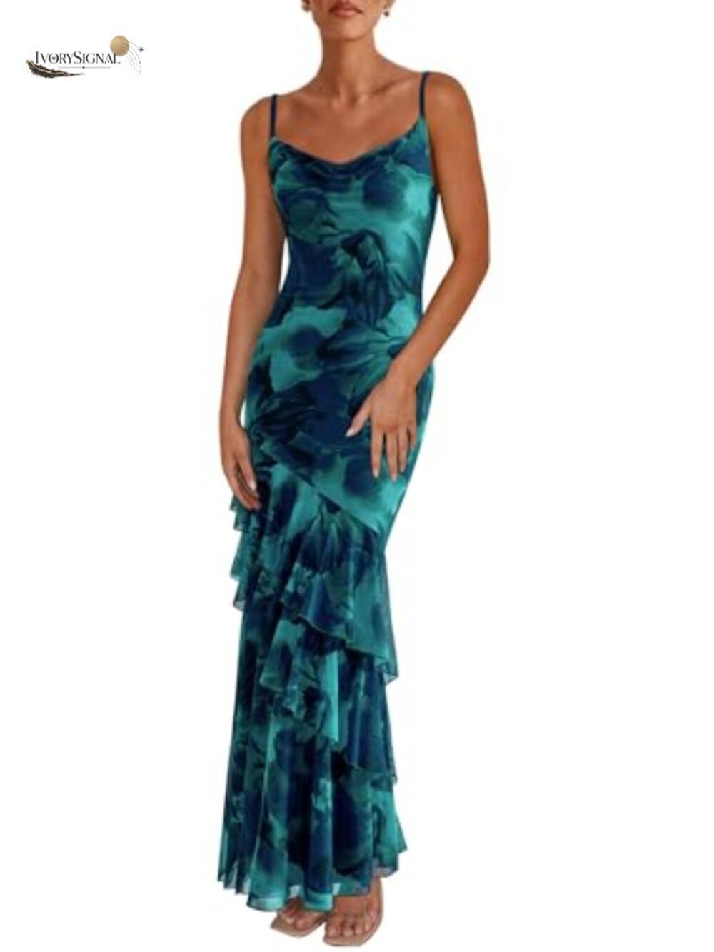 Boho Floral Tiered Maxi Dress Sleeveless Spaghetti Strap Bodycon Sundress